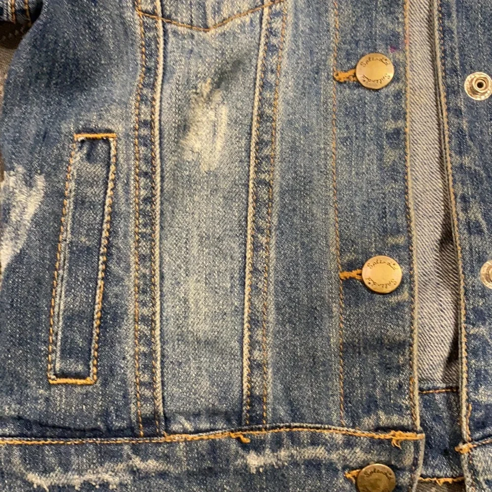 SPLENDID KIDS ADORABLE DENIUM JACKET SIZE 4/5 WITH BLUE FAUX FUR COLLAR